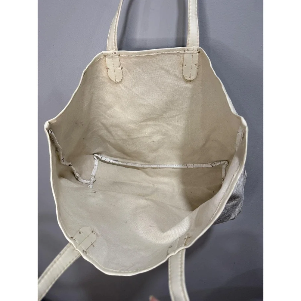 Goyard Saint Louis PM Tote Bag White Grey Goyardine Coated Canvas Leather Trim